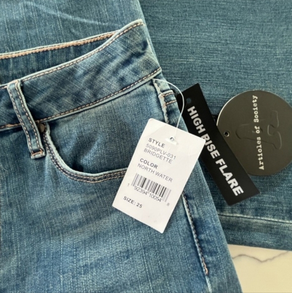 NWT Articles of Society - Blue High Rise Flare Denim Jeans - Size 25 - New - Picture 5 of 11